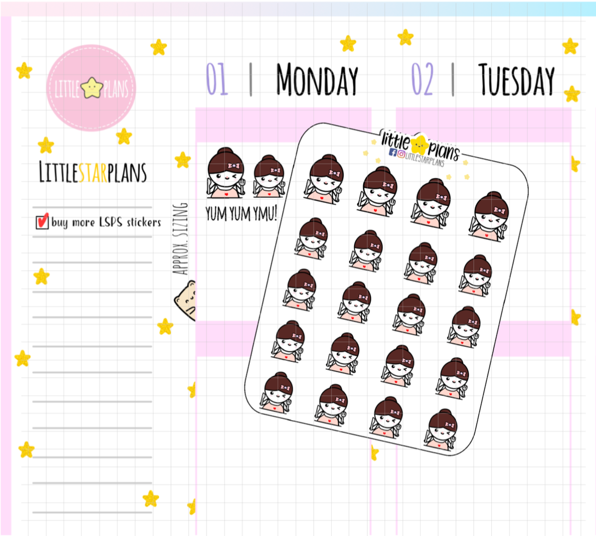 Mimi Having a Big Feast Planner Stickers (M156) - Littlestarplans
