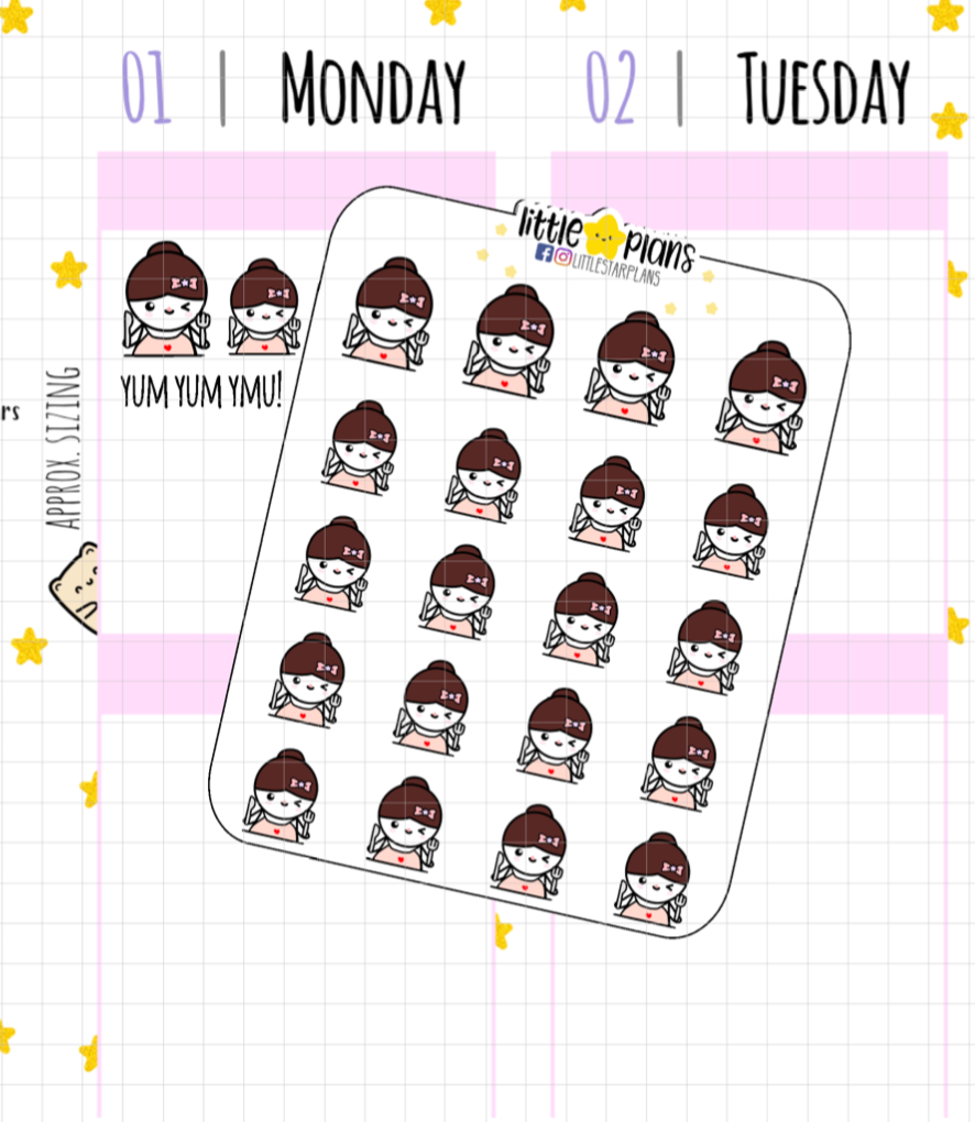 Mimi Having a Big Feast Planner Stickers (M156) - Littlestarplans