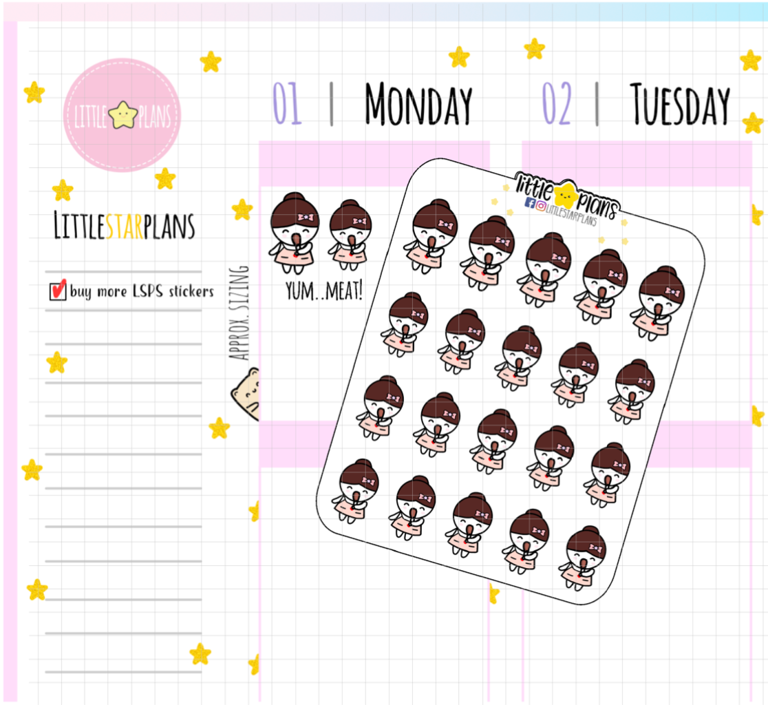Mimi Eating Chicken Drumsticks Planner Stickers - Littlestarplans
