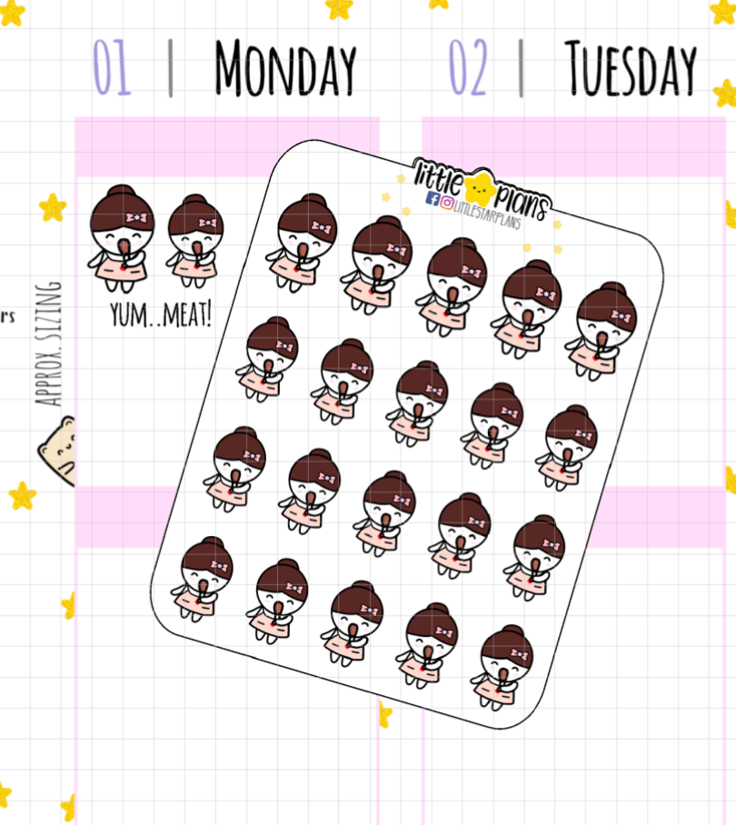 Mimi Eating Chicken Drumsticks Planner Stickers - Littlestarplans