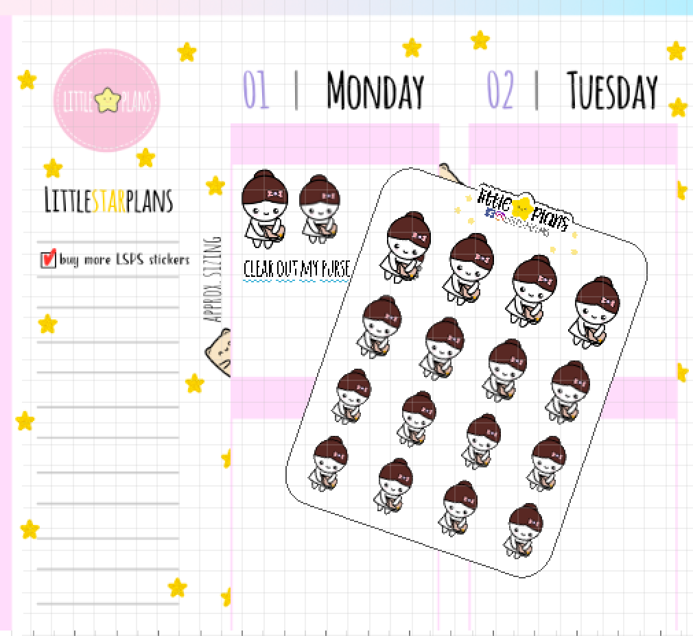 Mimi Cleaning Out Purse Planner Sticker - Littlestarplans