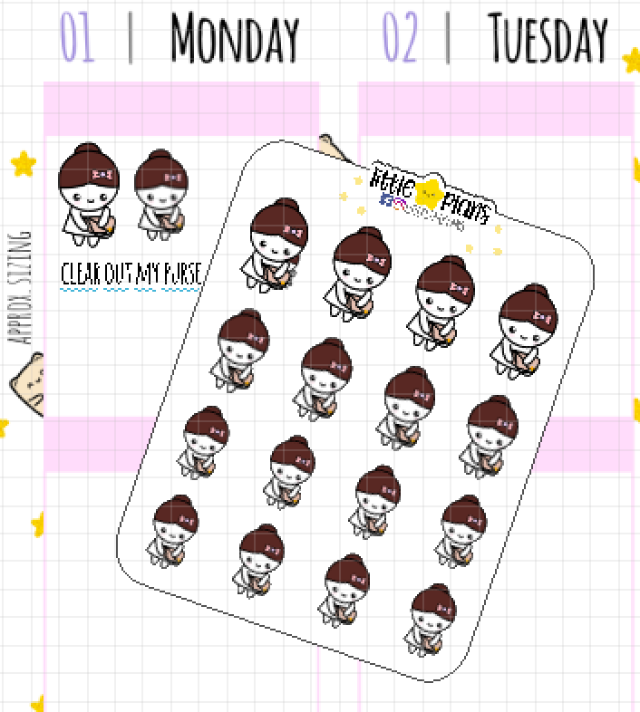 Mimi Cleaning Out Purse Planner Sticker - Littlestarplans