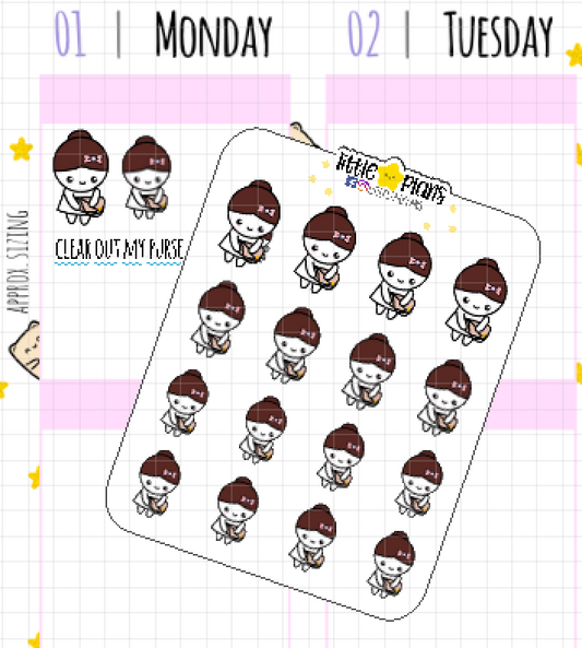 Mimi Cleaning Out Purse Planner Sticker - Littlestarplans