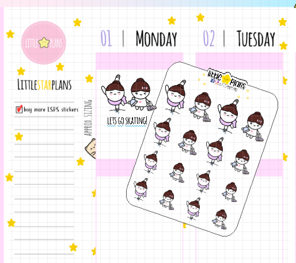 Mimi Skating, Ice Skating Planner Sticker - Littlestarplans