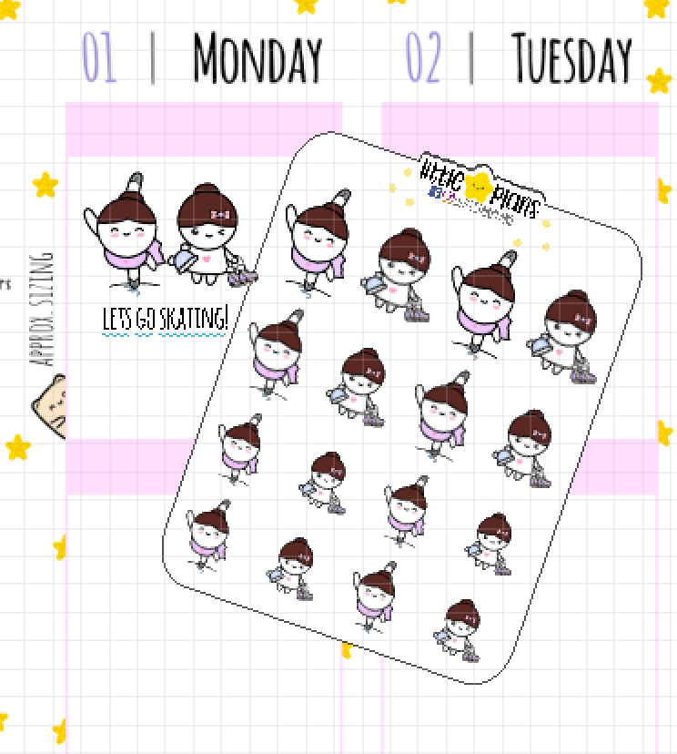 Mimi Skating, Ice Skating Planner Sticker - Littlestarplans