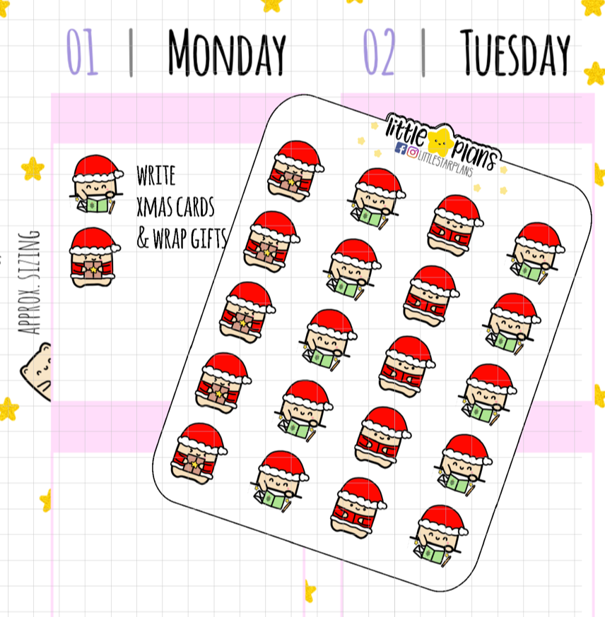 Neku Writes Christmas Cards, Wrap Gifts Planner Stickers - Littlestarplans