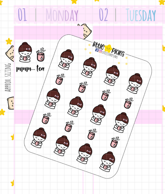 Mimi Tea Lover, Tea Obsession V2 Planner Stickers (M176) - Littlestarplans