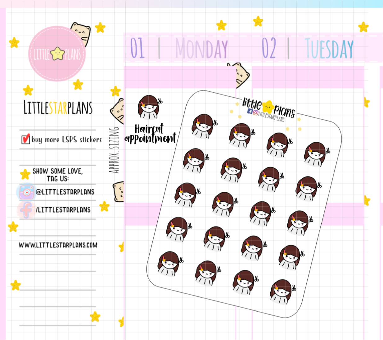 Mimi Haircut Appointment, Hairdo V2 Planner Stickers (M177) - Littlestarplans