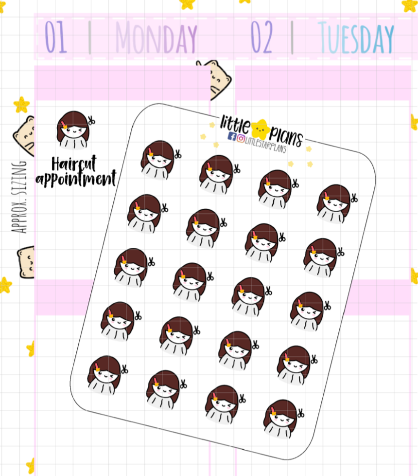 Mimi Haircut Appointment, Hairdo V2 Planner Stickers (M177) - Littlestarplans