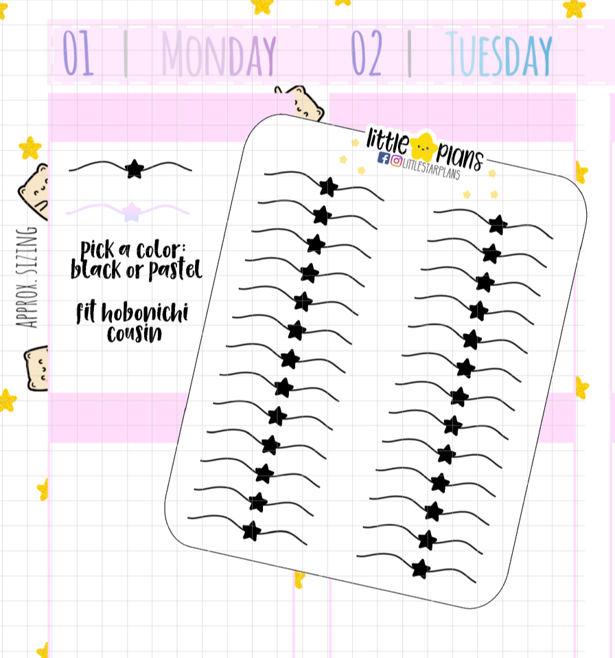 Starry Divider Planner Stickers Fit in Hobonichi Cousin Planners