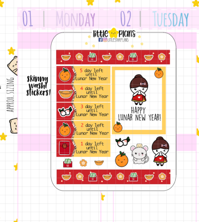 Mimi 2020 Lunar New Year (Chinese New Year) Planner Stickers (M182)