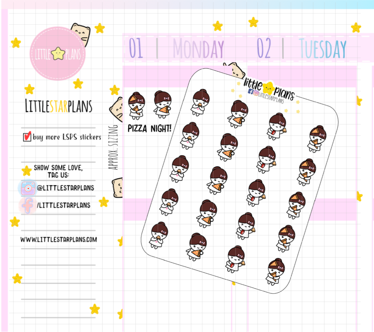 Mimi Eating Pizza Planner Stickers (M189)