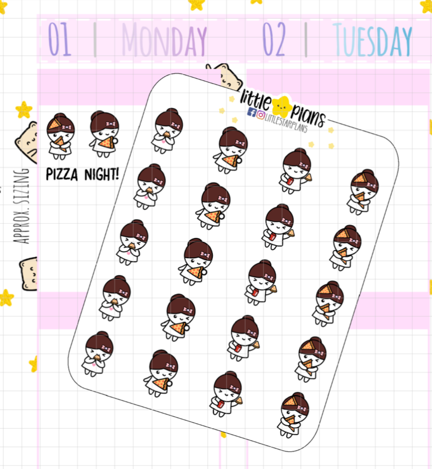 Mimi Eating Pizza Planner Stickers (M189)
