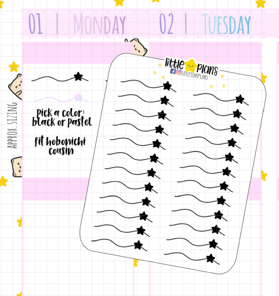 Starry Divider Planner Stickers Fit in Hobonichi Cousin Planners