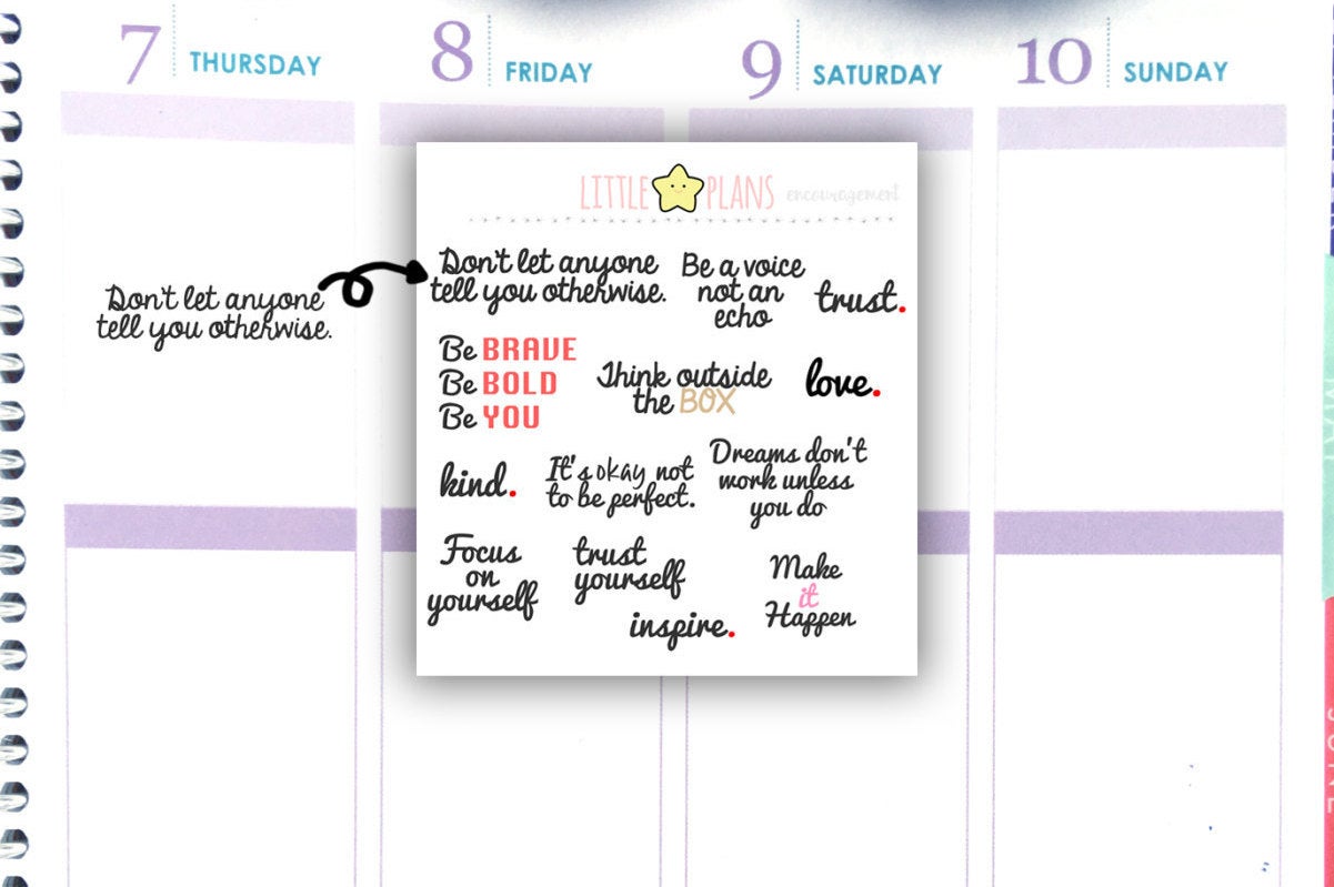 Be Bold, Be You, Fun Quotes Planner Stickers - Littlestarplans