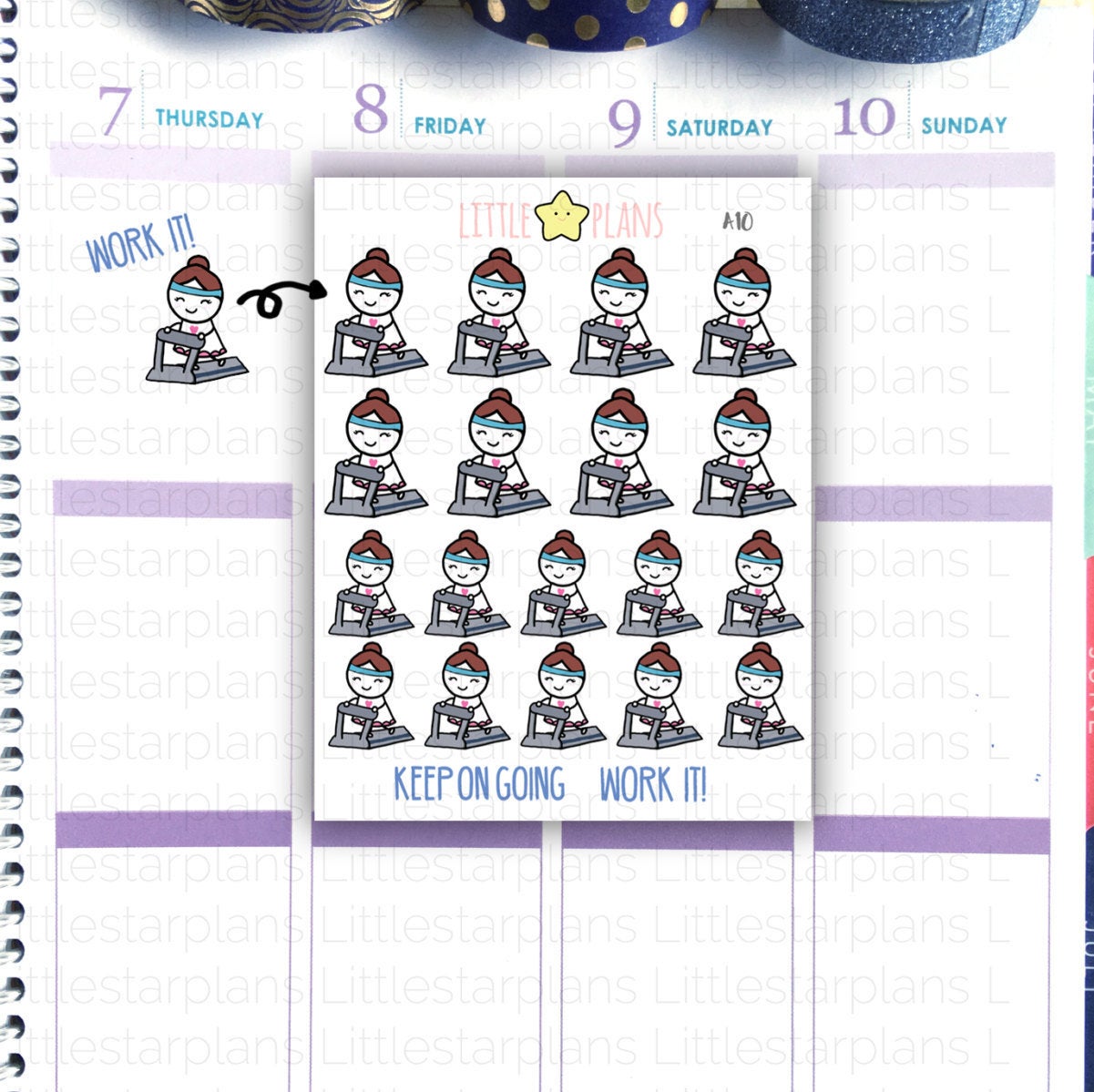 Running on treadmill, Exercise Planner Stickers | Mimi - Littlestarplans