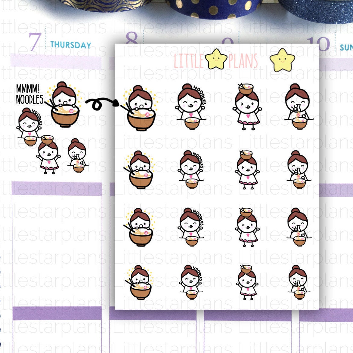 Ramen, Noodle Lovers, Meal Planner Stickers | Mimi - Littlestarplans