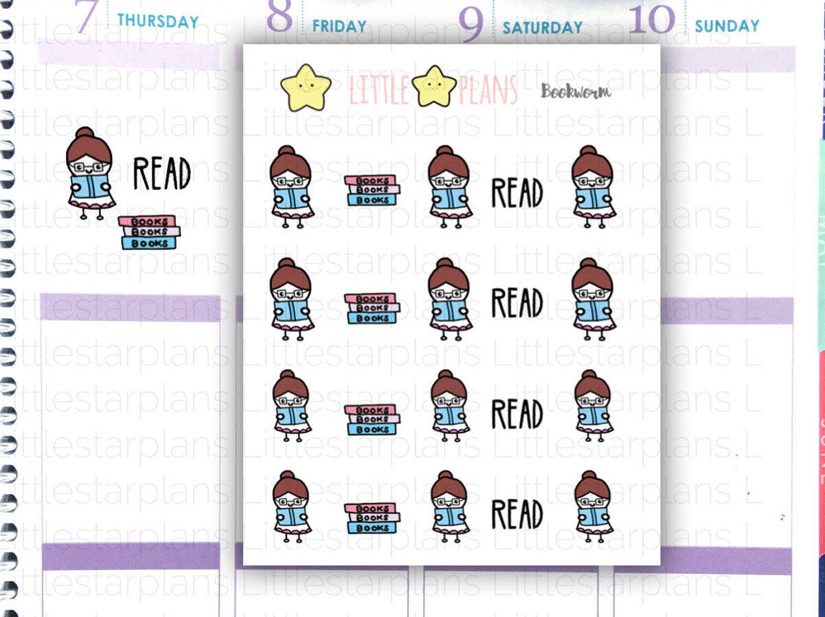 Mimi - Booklover, Bookworm, Booknerd, Reading, Books Planner Stickers (MI037) - Littlestarplans
