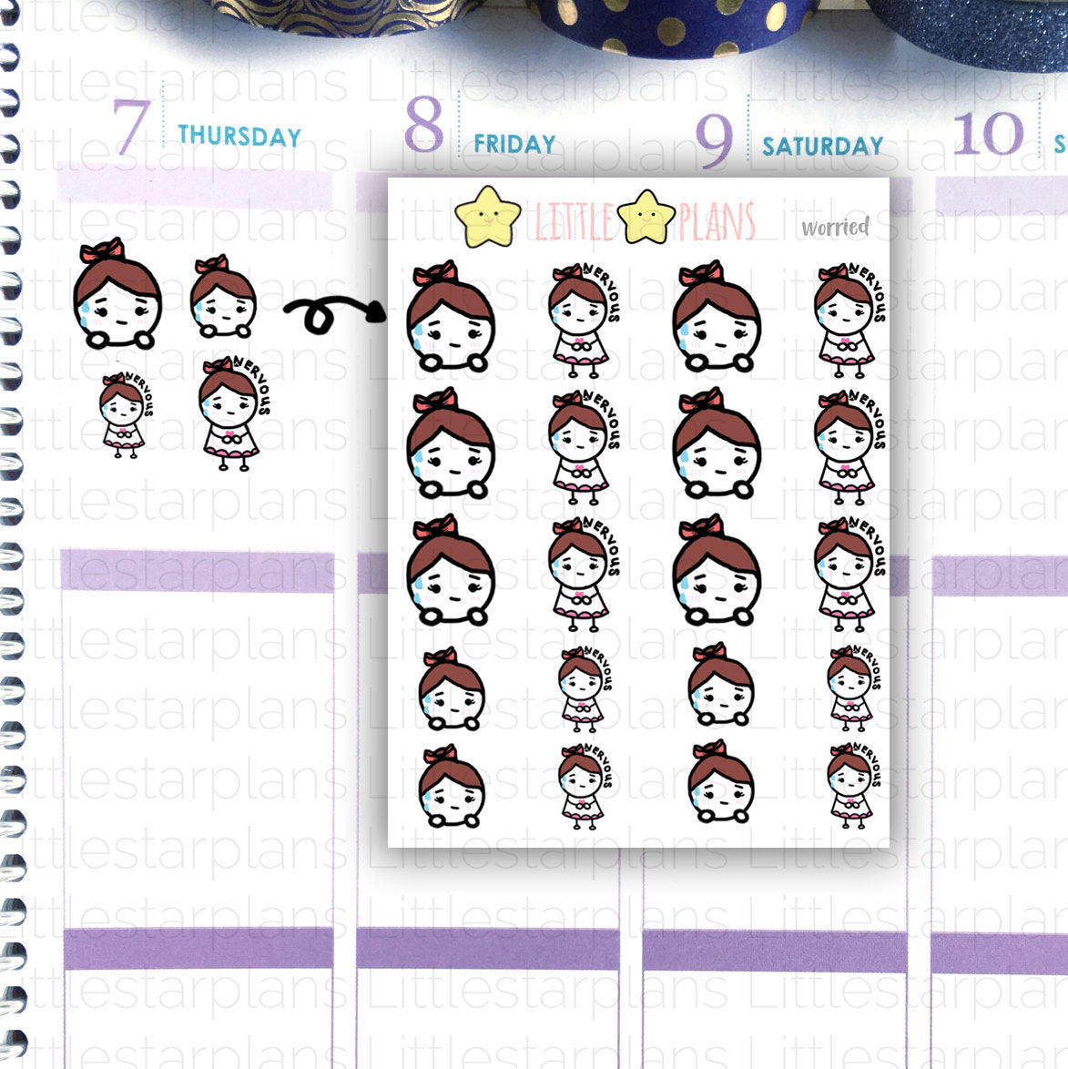 Nervous, Nerve-Wreck Feeling Planner Stickers | Mimi - Littlestarplans