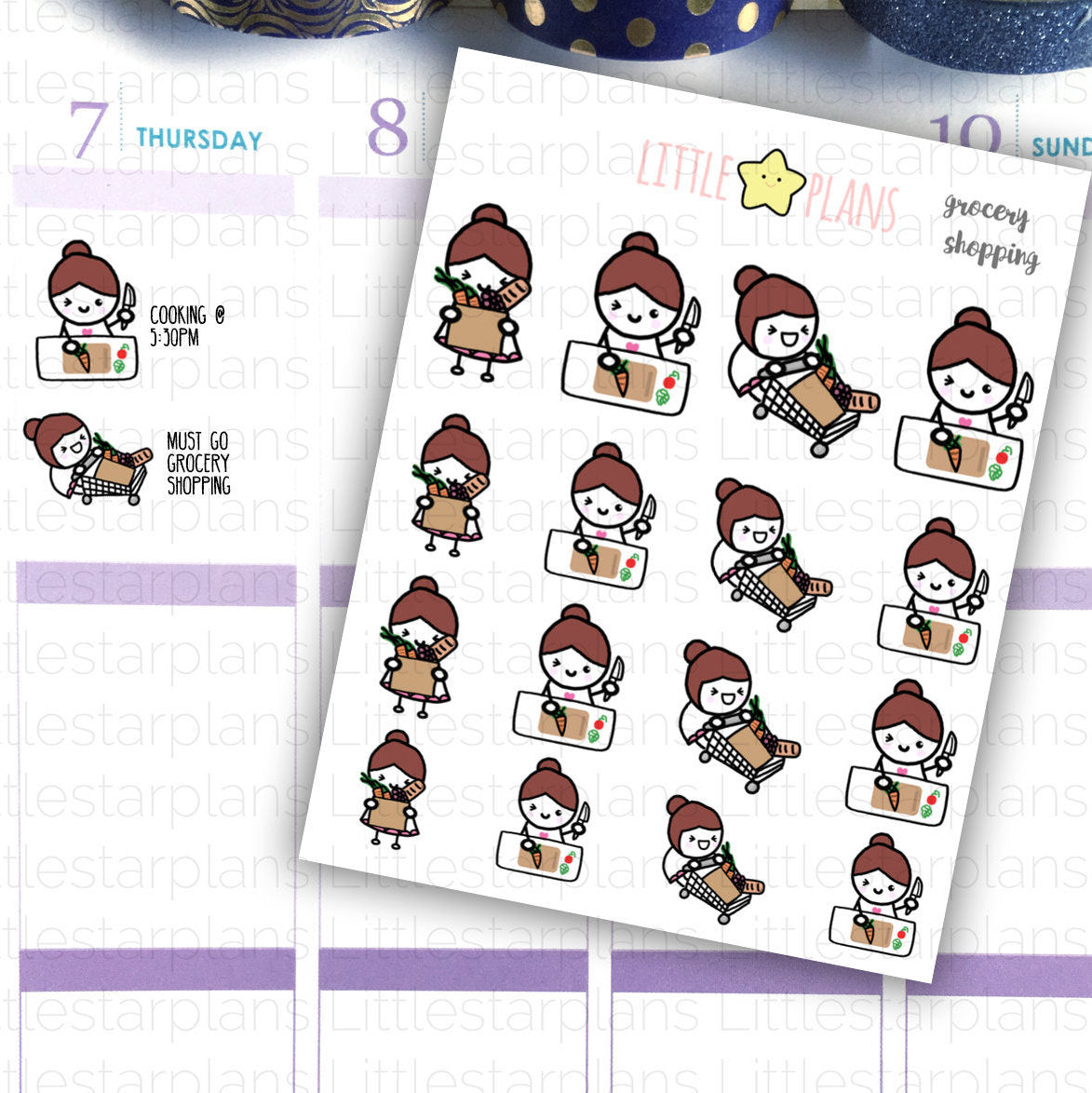 Activity - Buy More Food, Cooking, Food Preparation, Grocery Shopping Planner Stickers - Littlestarplans