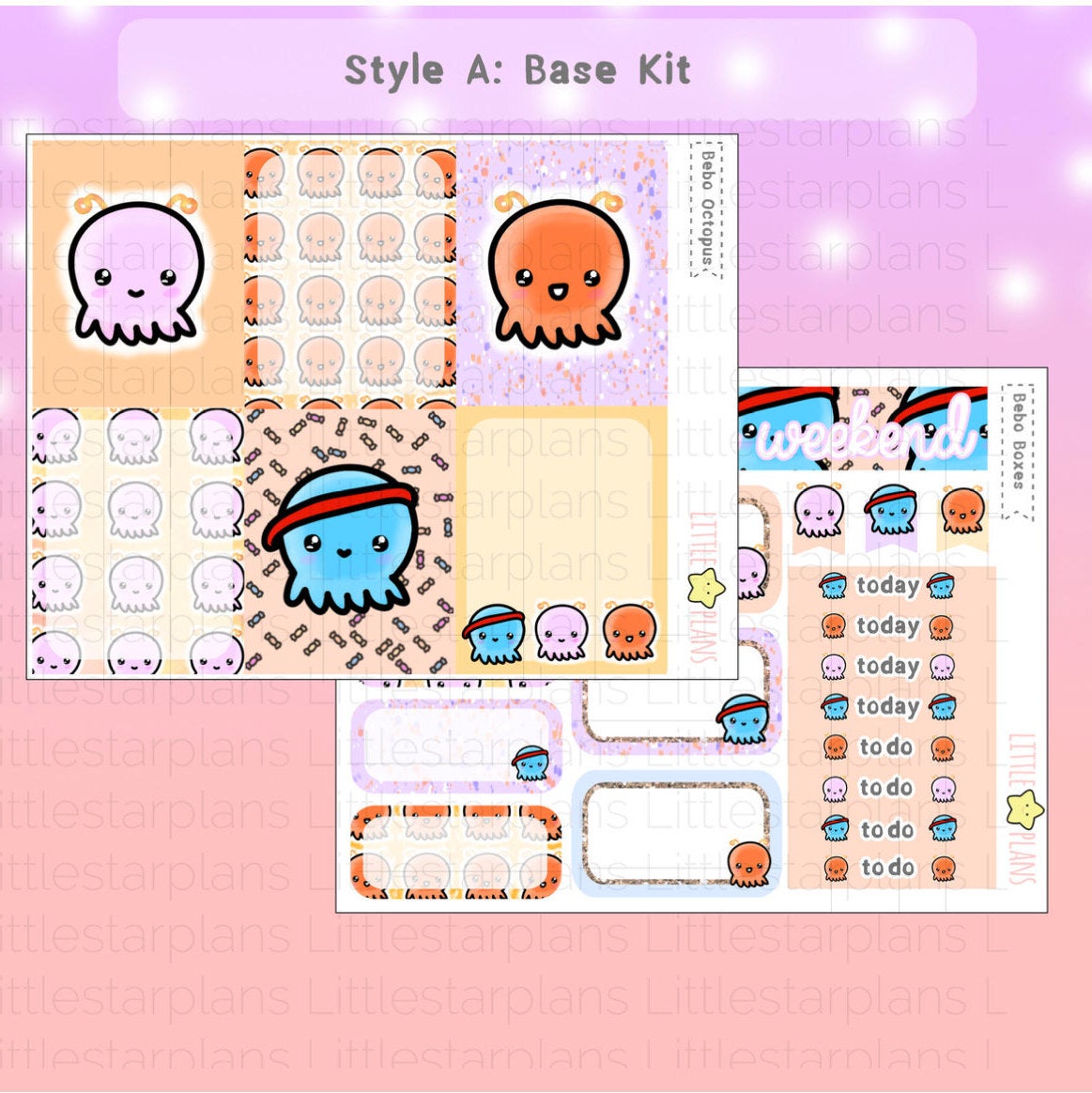 Bebo the Octopus Weekly Kit Planner Stickers - Littlestarplans