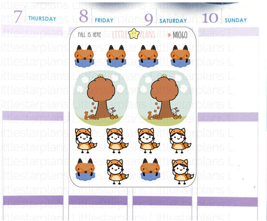 Fall is here! Mimi & Her Fox Buddies Planner Stickers | Mimi - Littlestarplans