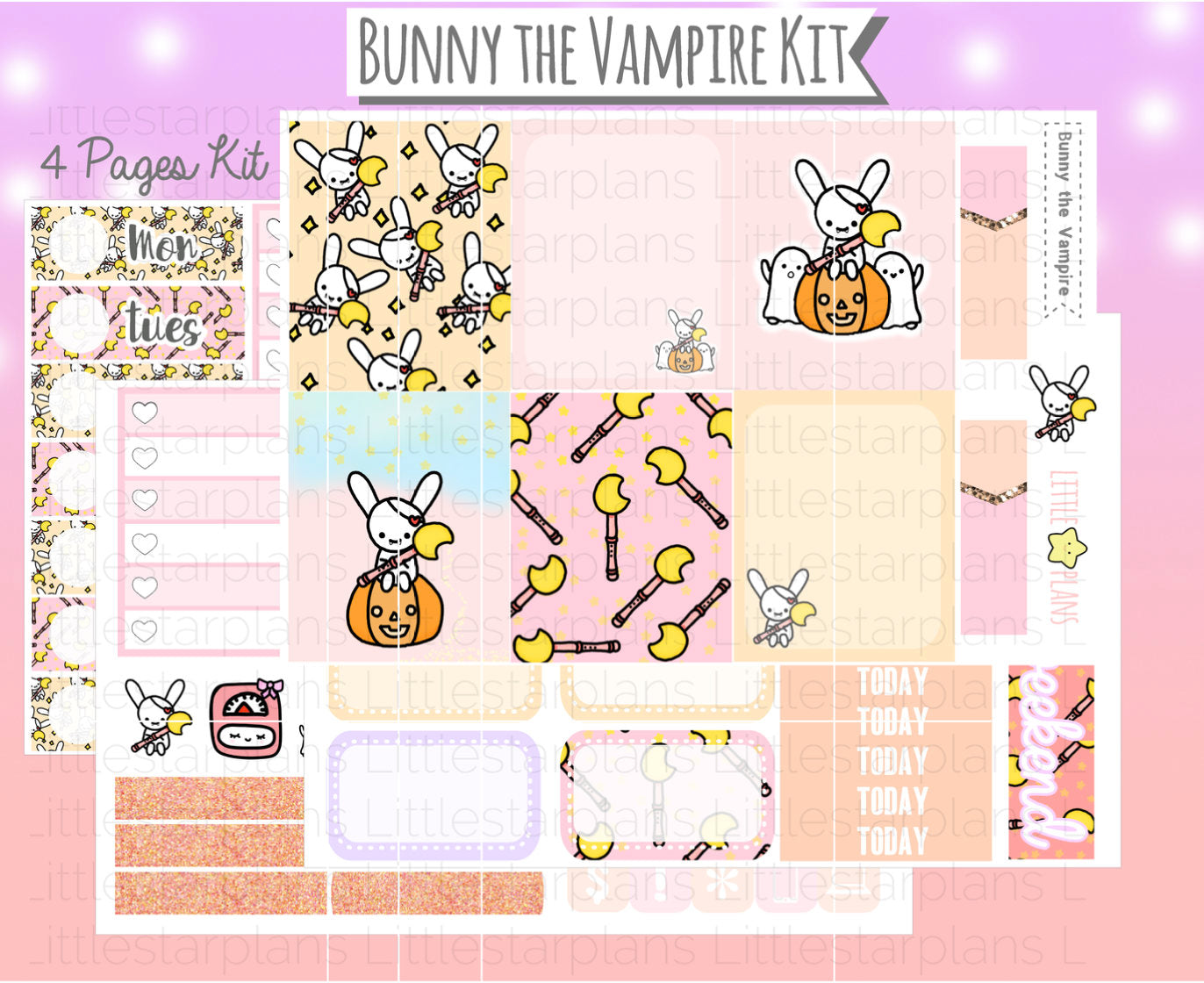 Bunny the Vampire Weekly Kit Planner Stickers - Littlestarplans