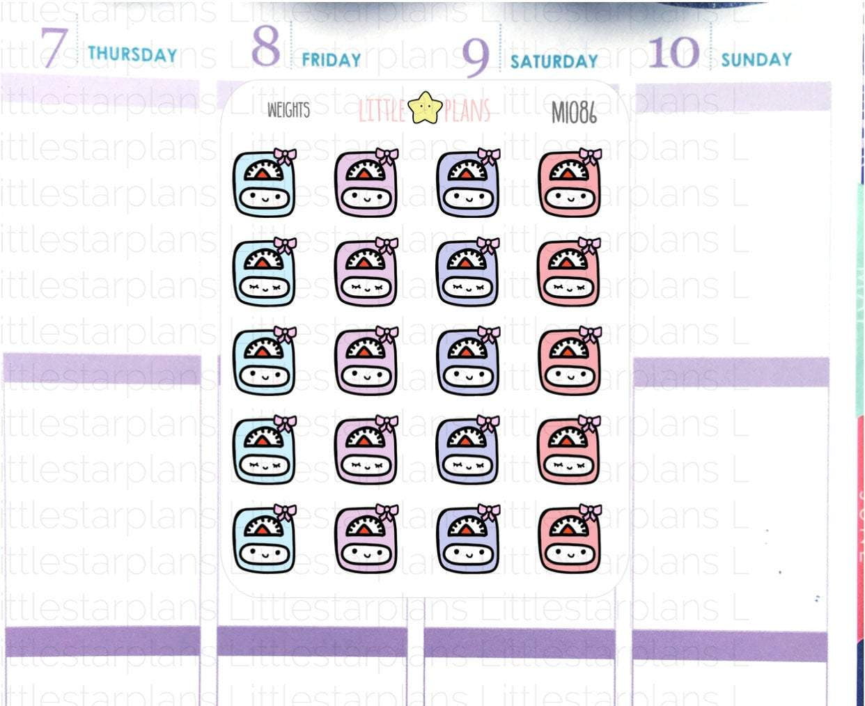 Small Doodle Weights Tracker, Cute Doodle of Weights Planner Stickers 