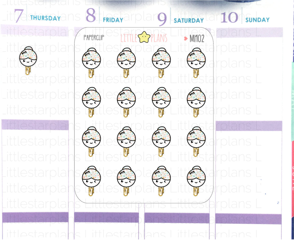 Small or Tiny Mimi  - Paperclip, Flag Important Events Planner Stickers - Littlestarplans