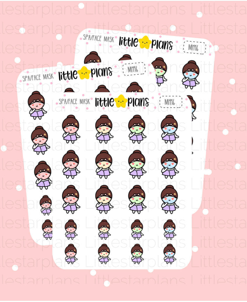 Mimi  - Face Mask, Self Care Planner Stickers (MI117) - Littlestarplans
