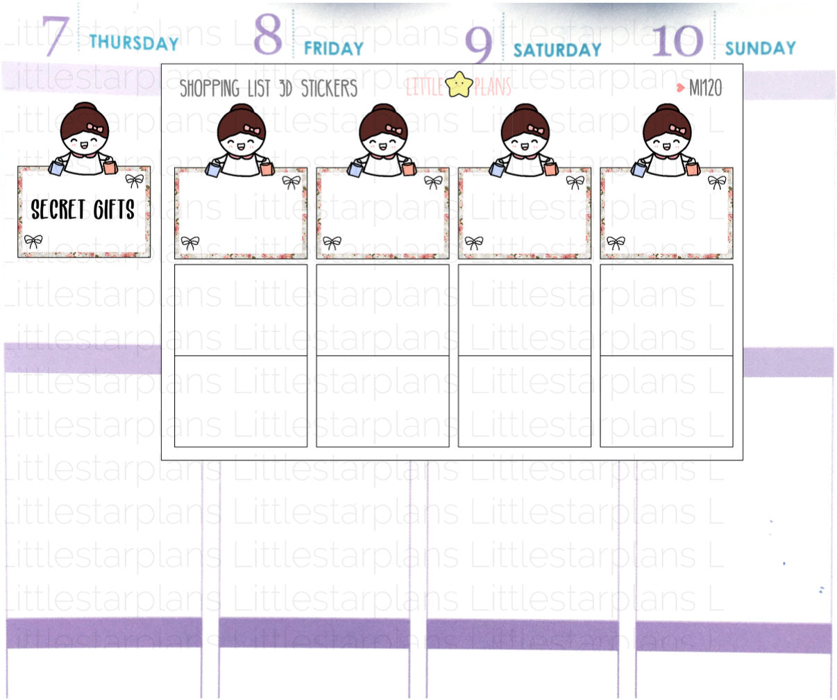 Mimi - 3D Stickers, Foldable, Hide Shopping Gifts Planner Stickers (MI120) - Littlestarplans