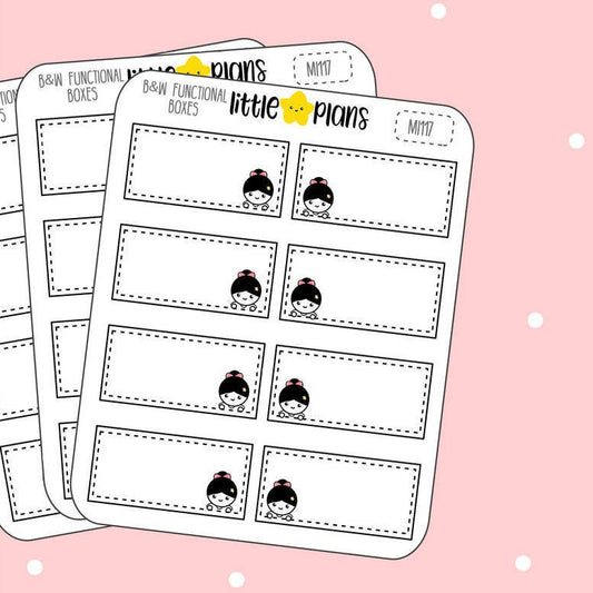 Rectangle Peeking at the Corners Functional Boxes Planner Stickers | Mimi - Littlestarplans