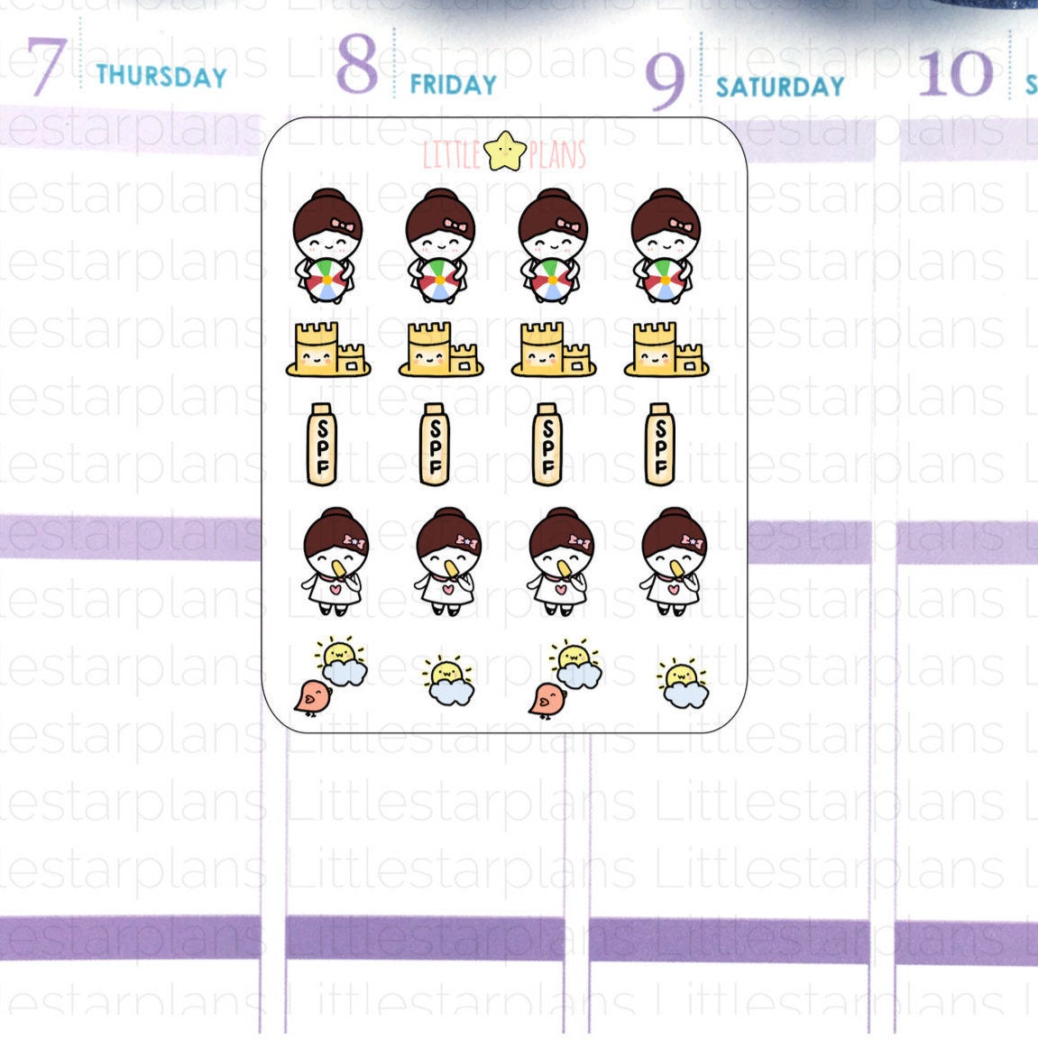 Summer Fun, Beach | Mimi Planner Stickers - Littlestarplans