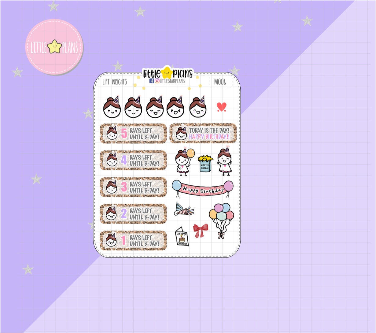 Mimi - Functional Birthday Countdown Planner Stickers (MI007) - Littlestarplans