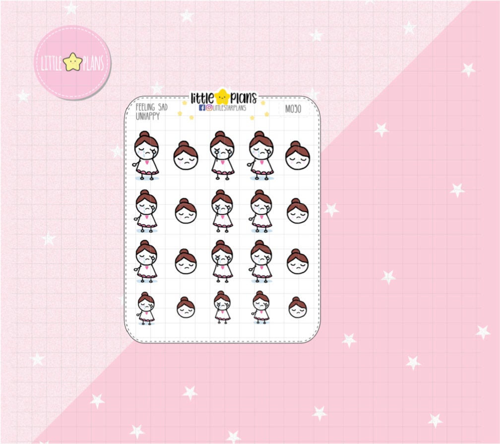 Emotions - Sad, Unhappy Planner Stickers V1 (M030) - Littlestarplans