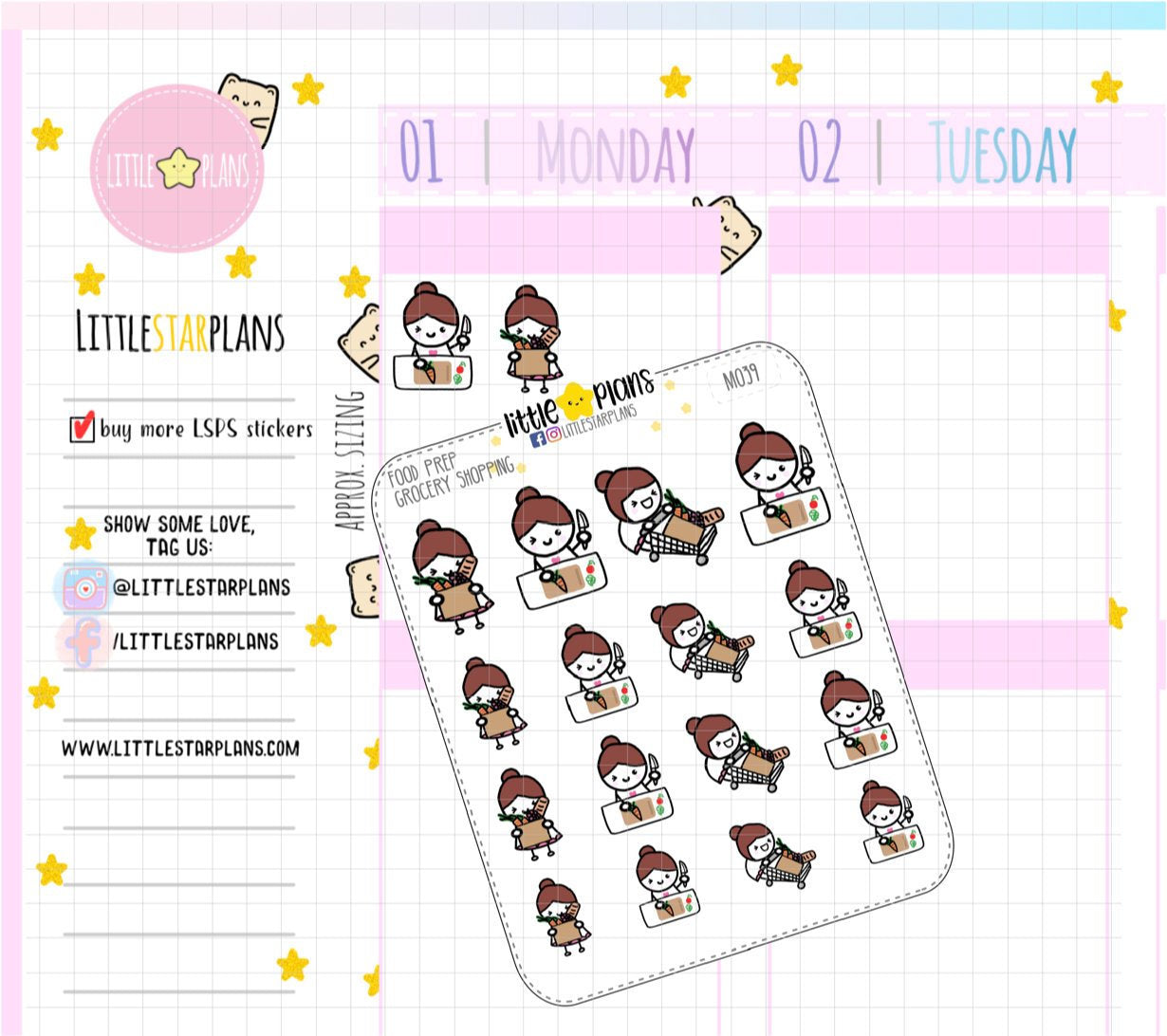 Activity - Buy More Food, Cooking, Food Preparation, Grocery Shopping Planner Stickers - Littlestarplans