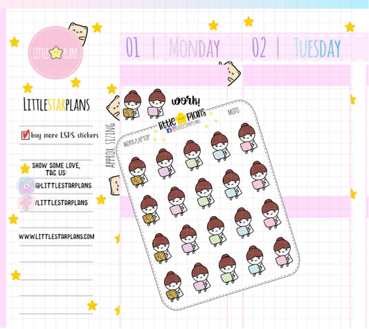Mimi Hand Drawn | Laptop, Work | Printed Gold Glitter Planner Stickers - Littlestarplans