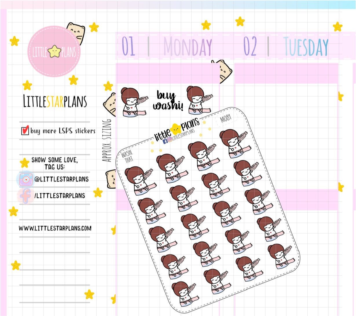 Mimi - Washi Time, Craft, Planning Time Planner Stickers - Littlestarplans