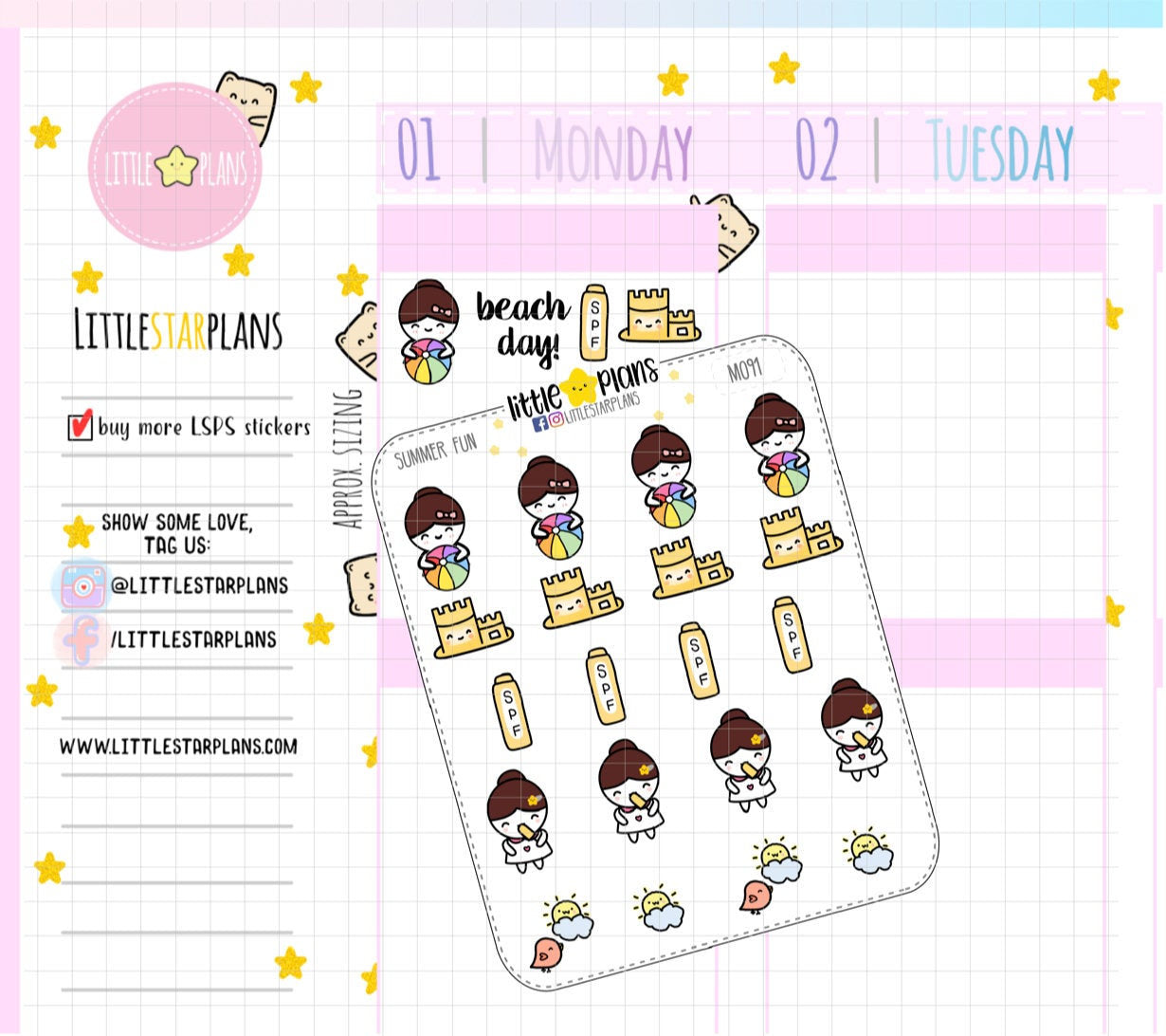 Summer Fun, Beach | Mimi Planner Stickers - Littlestarplans