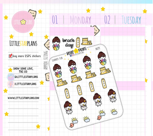 Summer Fun, Beach | Mimi Planner Stickers - Littlestarplans