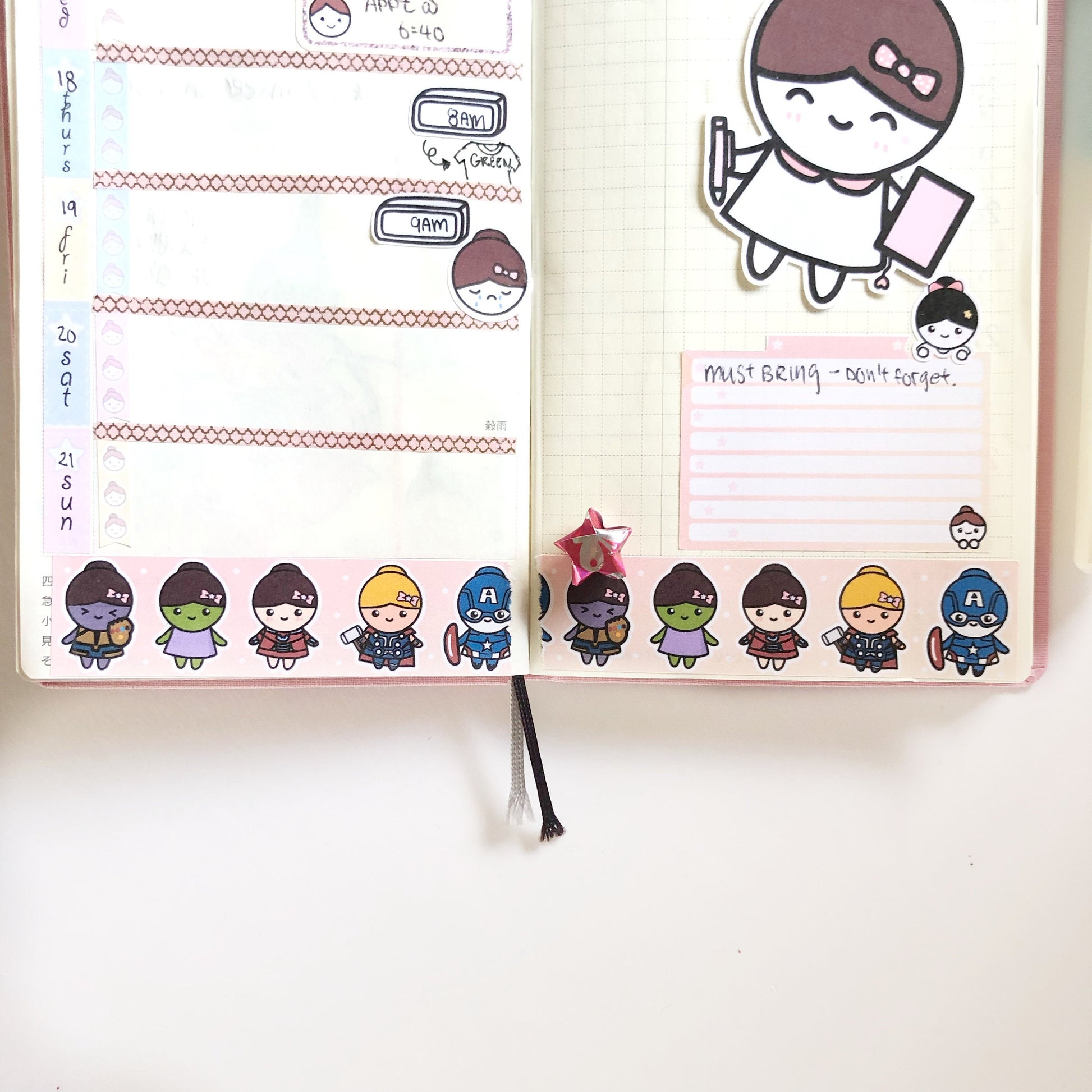 Mimi Transformed into Avengers Characters (Washi Planner Stickers) - Littlestarplans