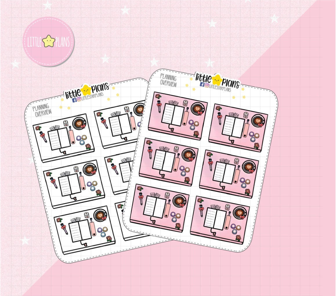 Planning Overview (Flatlays) Planner Stickers - White or Pink Desk - Littlestarplans