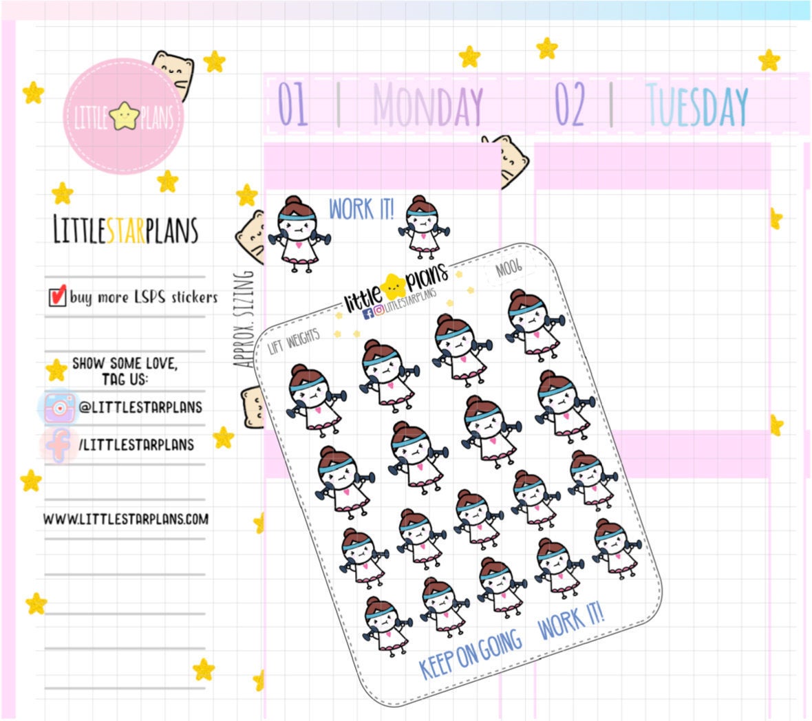 Gym, Workout, Lift Weights Planner Stickers | Mimi - Littlestarplans