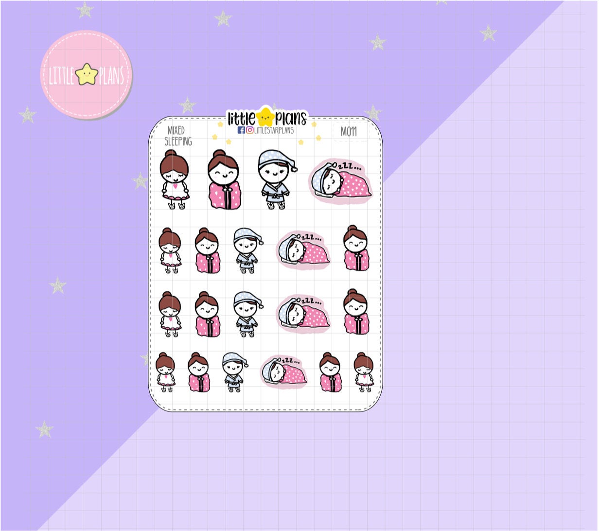 Mixed Sleeping, Napping Planner Stickers | Mini - Littlestarplans