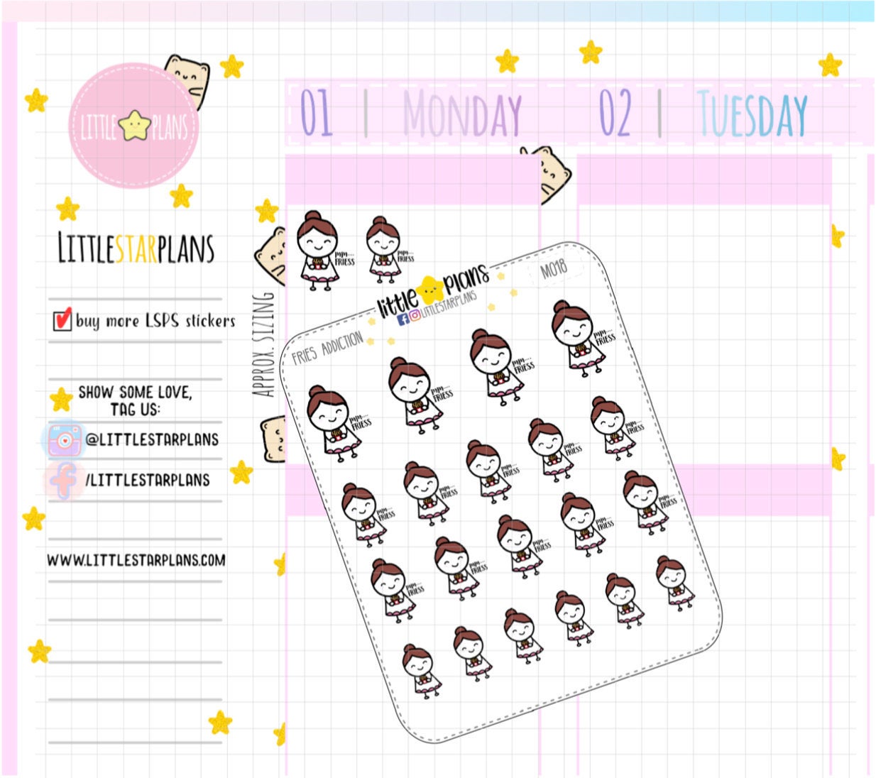 Food - Love Fries! Junk Food, Fries Addiction Planner Stickers | Mimi - Littlestarplans