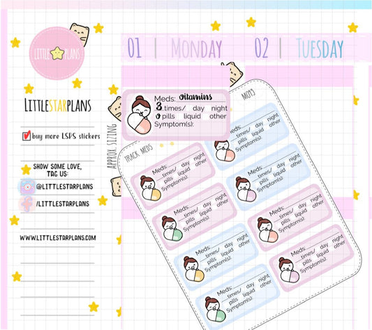 Take Medication Reminder, Medication Tracker, Daily Medication Tracker PT.3 Planner Stickers | Mimi Stickers - Littlestarplans