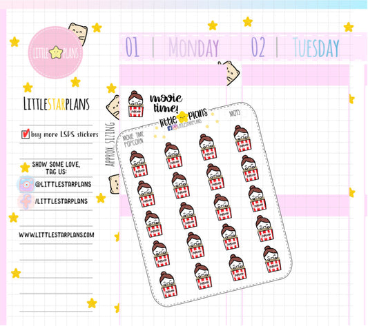 Movie Popcorn Planner Stickers | Mimi - Littlestarplans