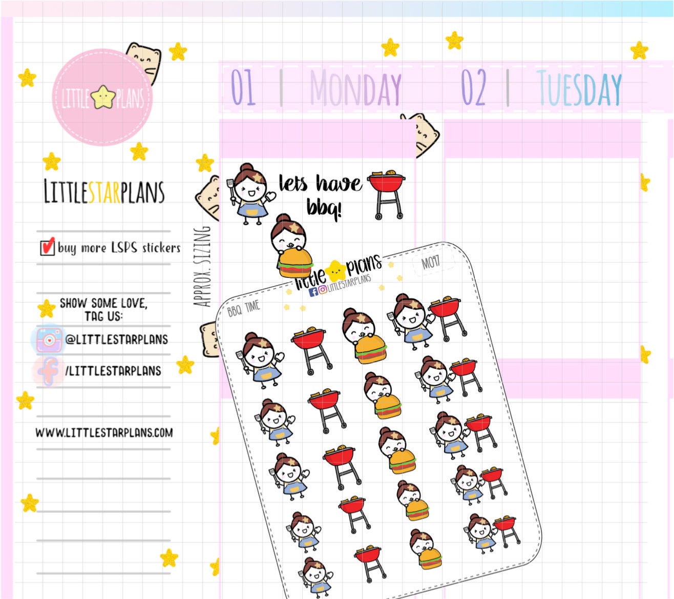 BBQ, Summer Vibe, Summer Party, Burger, Food Planner Stickers | Mimi - Littlestarplans