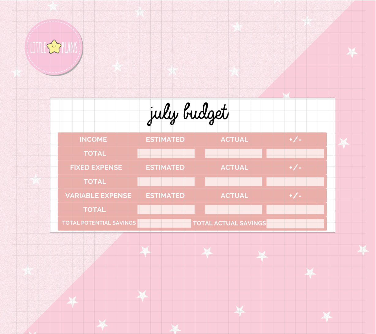 Affordable July, August or September Monthly Budget Stickers fit in Happy Planner - Littlestarplans