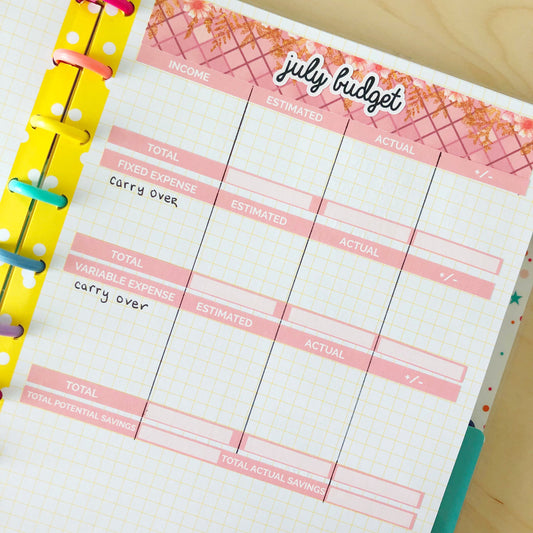 Affordable July, August or September Monthly Budget Stickers fit in Happy Planner - Littlestarplans